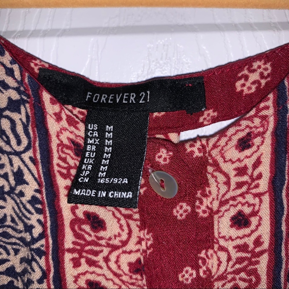 Red Patterned Open Back Mini Dress - Picture 4 of 7